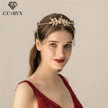 CC Wedding Jewelry Headbands Hairbands Leaf Vintage Chain Engagement Hair Accessories For Bridal Party Crystal Fine Gifts O532 2024 - buy cheap