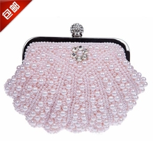 2014 New Arrival Women Hard Top Pocket Mini(<20cm) Interior Slot Sweet Gentlewomen Banquet Bag Shell Pearl Evening Bridal Clutch 2024 - buy cheap