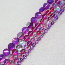 Mini. Em compras de $7! 6-12mm roxo vermelho multicolorido imitação pedra de lua cristal quartzo redondo diy contas soltas 15" 2024 - compre barato