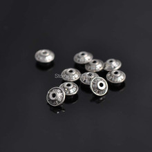 Cuentas redondas de plata antigua para fabricación de joyas, abalorios separadores de Metal para suministros, 6x3,5mm,50 Uds., YTC0062 2024 - compra barato