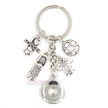 1PC I Love Soccer Key Chain Handbag Charm sport Snap Keychain Key Ring Soccer Lovers Gifts Men Women 18mm Snap Jewelry 2024 - buy cheap