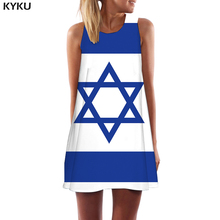 KYKU Israel Flag Dress Women Geometric Short Blue Sundress Harajuku Vestido Sexy Beach Womens Clothing Summer New Wrap Fashion 2024 - buy cheap