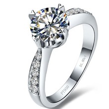 Anillo de boda de platino sólido para mujer, sortija de compromiso de Diamante fino Real de 0,6 quilates, Pt950 2024 - compra barato