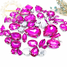58pcs 10shapes 25sizes Mix Rose red shape and sizes Glass Crystal rhinestones silvery bottom DIY Clothing accessories 2024 - buy cheap