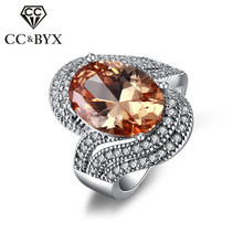 Vintage Big Stone Cocktail Rings For Women White Gold color Party Femal Ring Bijoux Femme Crystal Jewellery Wholesale CC240 2024 - buy cheap