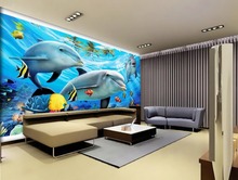 Papel de parede com mural 3d estampa de golfinho oceano decoração de casa 3d flores 2024 - compre barato