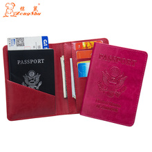 USA Oil PU Leather Passport Cover complex red Travel Passport Cover Built in RFID Blocking Protect personal information 2024 - buy cheap