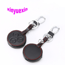 Xinyuexin Leather Car Key Cover Fob Case For Benz Smart Fortwo Forfour City Roadster Remote Key Jacket Car-stying With Keychain 2024 - buy cheap