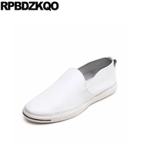Sneakers New Real Leather Slip On British Style Hot Sale Skate Luxury Men Casual Footwear Trainers Genuine High Quality White 2024 - buy cheap