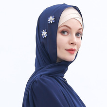 High quality Muslim pearl beading chiffon scarf female fashion water drill towel Hui national islamic hijab scarf hijab wq2121 2024 - buy cheap