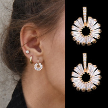 GODKI 30MM Trendy Cubic Zirconia Geometric Statement Stud Earrings for Women Fashion Jewelry Wedding Bridal Brincos Femme 2018 2024 - buy cheap