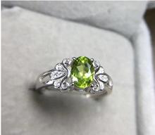 Anel longo de prata esterlina 925, frete grátis, natural, peridoto real, joias finas 5*7mm, anéis com pedras preciosas artesanais 2024 - compre barato