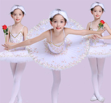 Fantasia profissional de balé com tutu infantil, vestido de balé branco vermelho para crianças, roupa de dança para garotas 2024 - compre barato