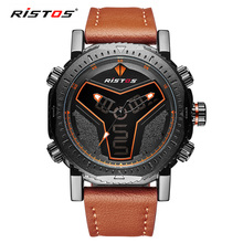 2022 RISTOS Analog LED Clock Male Wristwatch Multifunction Leather Watches Men Fashion Sport Quartz Watch Reloj Masculino Hombre 2024 - buy cheap