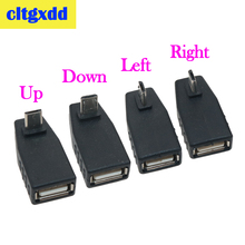 Cltgxdd usb fêmea para micro usb macho 90 graus para baixo ângulo reto esquerdo ângulo para cima otg adaptador para telefone móvel mp3 conector preto 2024 - compre barato