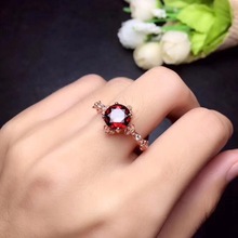 Garnet ring Free shipping Natural and real garnet ring 925 sterling silver 8mm gem Fine jewelry 2024 - buy cheap