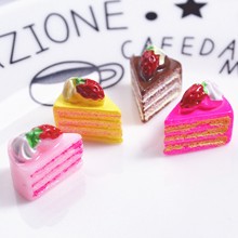 5pcs Strawberry Birthday Cake Miniature Figures Simulation Food Play House Toys Doll House DIY Accessories Children Kids toy 2024 - buy cheap