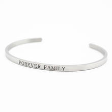 Stainless Steel Bracelet Engraved Positive Inspirational Quote Hand Stamped FOREVER FAMILY Cuff Mantra Silver Bangles For Gift 2024 - buy cheap