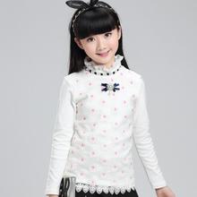Рубашка JW3656A для девочек-подростков, блузка с длинным рукавом, цветочным кружевом и оборками для детей, кофта для школы, Осень-зима 2018 2024 - купить недорого