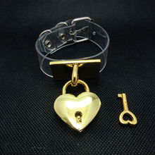 Wholesale NEW SEXY Hot Punk Rock Safe Heart Cuff Gold Heart Lock Key Clear Bangle Bracelet Wristlet 2024 - buy cheap