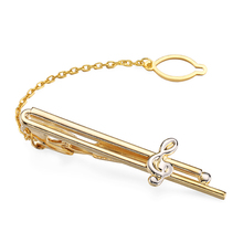 High-end brand men's tie clip style wedding shirt tie pin accessories gold music symbol tie clip classic music design style 2024 - buy cheap