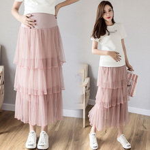 Faldas de maternidad para primavera y verano, ropa de embarazo de cintura alta, color negro y rosa 2024 - compra barato