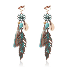 JIOFREE Vintage Bohemian Ethnic Tassel Fringe Leaf Clip on Earrings For Women Girls Anniversary Wedding Party Jewelry Wholesale 2024 - buy cheap