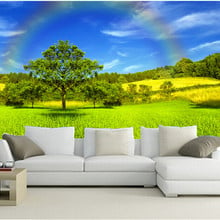 The custom 3D murals,Sky Summer Rainbow Grass Trees Nature wallpaper papel de parede,living room sofa TV wall bedroom wall paper 2024 - buy cheap