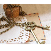 New Fashion Vintage Double Keys Necklace Female Women Pendant Necklace for Women 2024 - buy cheap