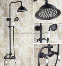 Black Oil Rubbed Bronze Wall Mount Shower Set Faucet Double Handle with Handshower + Bathroom Shower Mixer Tap Brs511 2024 - buy cheap