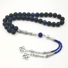 Man's Bracelets Natural Frosted black agates with lapis lazuli beads Tasbih gift islam misbaha Onxy prayer beads 33 66 99beads 2024 - buy cheap