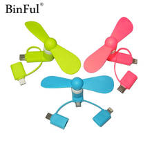 BinFul 100% tested Mini 3 in 1 Portable Micro USB C Fan For iPhone 5 6 7 plus 8 X for Huawei Android OTG Smartphones USB Gadget 2024 - buy cheap