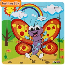 Wooden Puzzle Cartoon butterfly Toys Educational Developmental Baby Training Toys For Children Animals Puzzles Jigsaw MP212 2024 - buy cheap