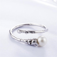 Nova moda original simples barra estilo prata chapeado jóias pérola personalidade feminina requintado anéis de abertura sr392 2024 - compre barato