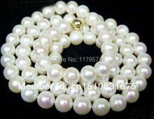 Women classic multi layered jewelry  new lady all-match Bead Necklace 7-8mm White Akoya Cultured Pearl Necklace gift 34" 2024 - buy cheap