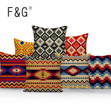 Funda de almohada geométrica colorida Bohemia para el hogar, cojines decorativos de lino en zigzag, envío directo 2024 - compra barato