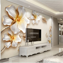 3D Stereo Relief Flower Modern Simple TV Background Wallpaper Living Room Seamless Wall Cloth Large Mural 2024 - buy cheap