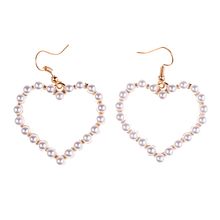 Fashion Simulated Pearl Love Heart Drop Earrings For Women Elegant Wedding Jewelry Faux Pearl Hanging Earrings Femme Christmas 2024 - buy cheap