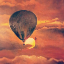 Skilled Old Artist Hand Painted Abstract Landscape Fire Balloon Flying In Sky Oil Painting Abstract Sunset Sky Oil Paintings 2024 - buy cheap