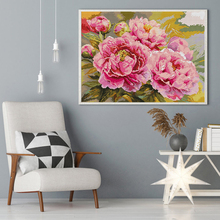 Bonito rosa peônia contado impresso na tela dmc 14ct 11ct aida kits de ponto cruz bordado diy conjuntos de costura decoração da sua casa 2024 - compre barato