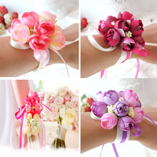 3pcs Creative Wrist Flower Bridesmaid Sisters hand flowers Artificial Bride Flowers Wedding Decoration Flower Bridal Prom 8cm 2024 - buy cheap