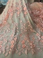 Latest french 3d flower embroidered tulle lace fabric pretty CiCi-6123 flower design high quality net lace 2024 - buy cheap