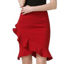 2019 Women Package Hip Pencil Midi Ruffles Skirt Autumn Bodycon Femininas Irregular Hem Pencil Skirt plus size S-5XL 2024 - buy cheap