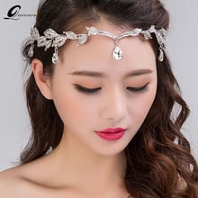 Bridal Frontlet Wedding Headdress Rhinestone Headpiece Gold Color Hair Accessories Crown Women Waterdrop Fairy Head Jewelry 2024 - buy cheap