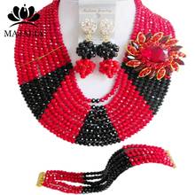 Nigerian wedding African beads jewelry set crystal red necklace bracelet earrings A well-known brand Majalia  Y-45 2024 - buy cheap