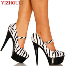 Salto stiletto sexy feminino, sapato com salto alto de 6 polegadas e design zebra de 15 cm 2024 - compre barato