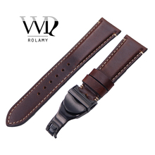 Rolamy 22mm Wholesale Durable Genuine Leather Wrist Watchband Strap Belt Loops Band Bracelets For IWC Tudor Seiko 2024 - buy cheap