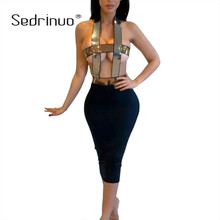 Sedrinuo 2019 Women Latest style Sexy Sleeveless Dress Backless Clubwear knee-length Bottom Spaghetti Strap Ladies Vestidos 2024 - buy cheap