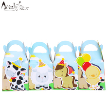 Farm Animals Theme Party Favor Box Blue Candy Box Gift Cupcake Box Birthday Event Party Decorations Container Supplies 2024 - buy cheap