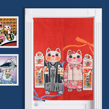 Japanese Cartoon Cat Curtains Red Japan Waves Noren Retro Elegant Door Curtain Linen Study Home Decor Bedroom Kitchen Curtains 2024 - buy cheap